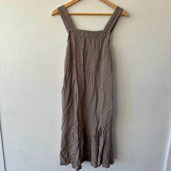 Prologue Mini Dress Womens Medium Gray Lagenlook Linen Blend Tank Straps Boxy - Picture 1 of 6